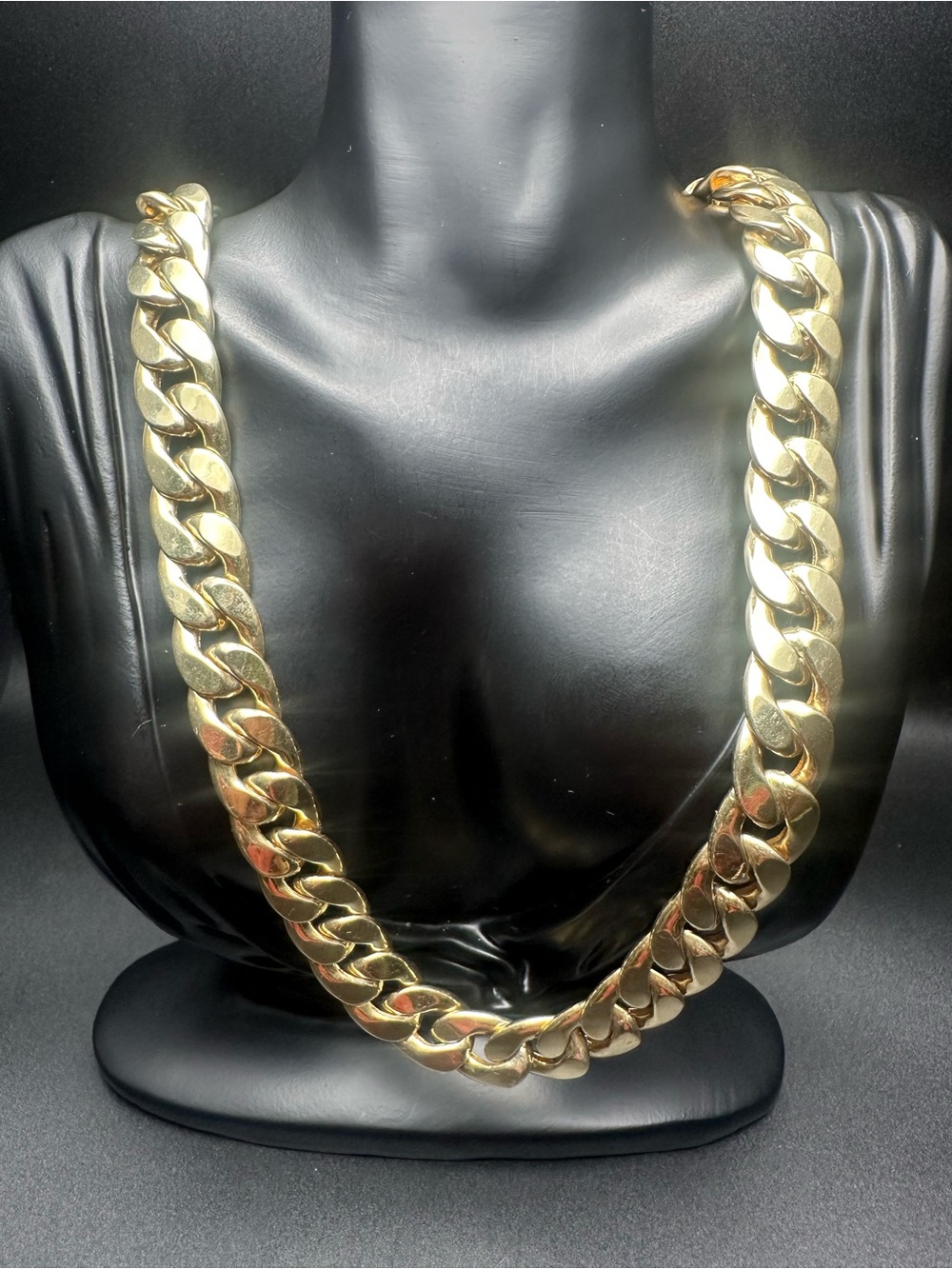 Vintage Sterling Gold Vermeil Cuban Link Chain Necklace 30" Statement 925